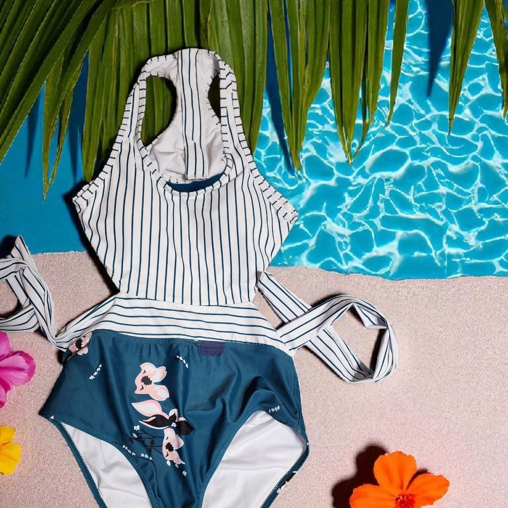 Striped Blue Kids Swimwear